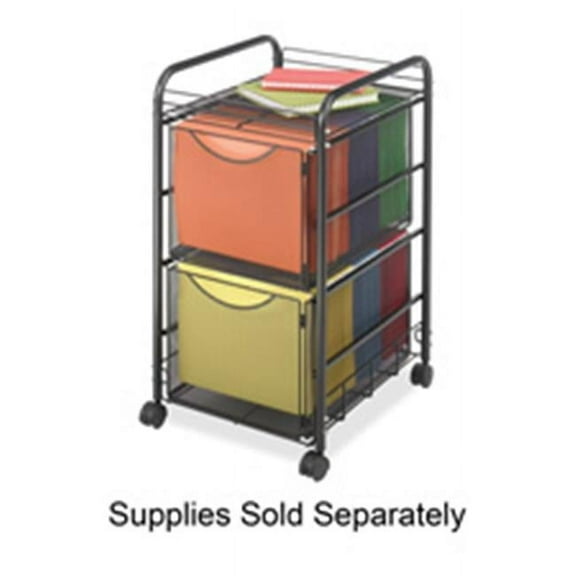 Safco Onyx Mesh Mobile Double File, One-Shelf, 15.75" W x 17" D x 27" H, Black