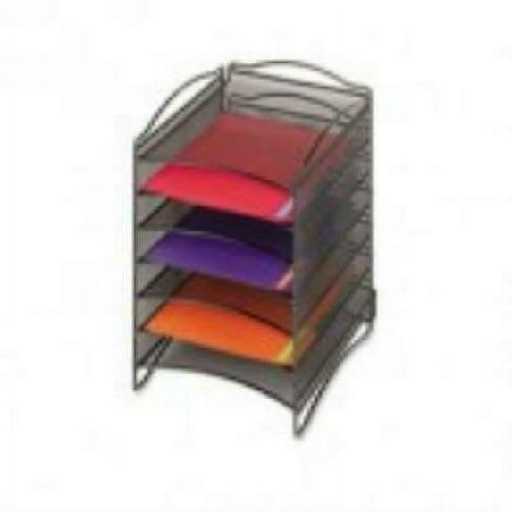 Safco Onyx Steel Mesh Lliterature Sorter, Six Compartments, Black