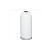 Safco Modern Metal Open Top Dome Receptacle in White Powder Coat