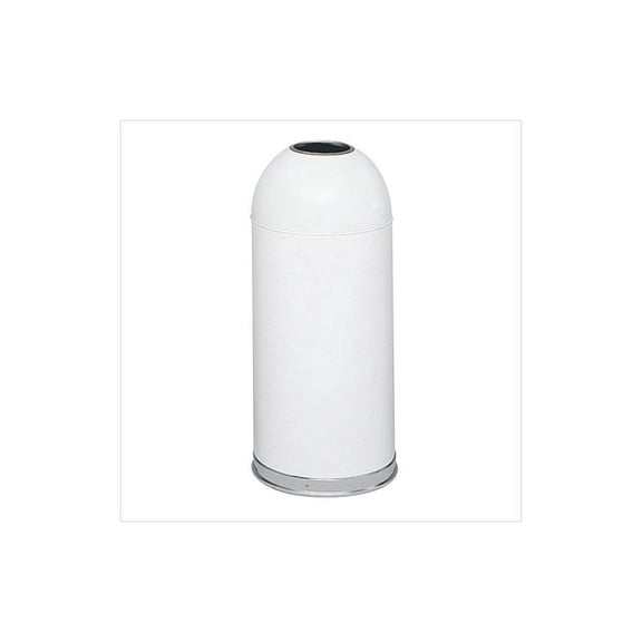 Safco Modern Metal Open Top Dome Receptacle in White Powder Coat