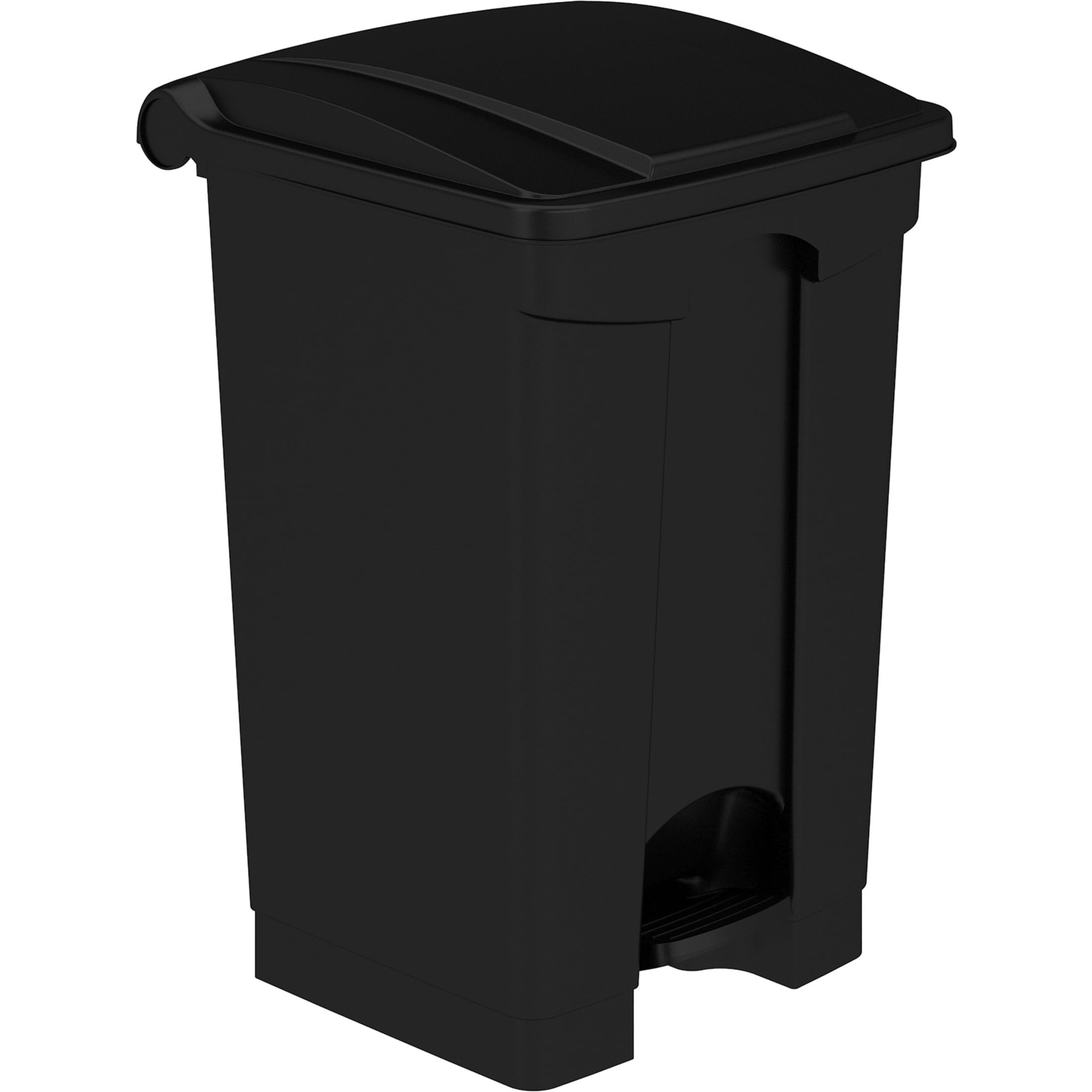 Black Plastic Indoor Waste Bin with Foot Pedal, 12 Gallon Capacity