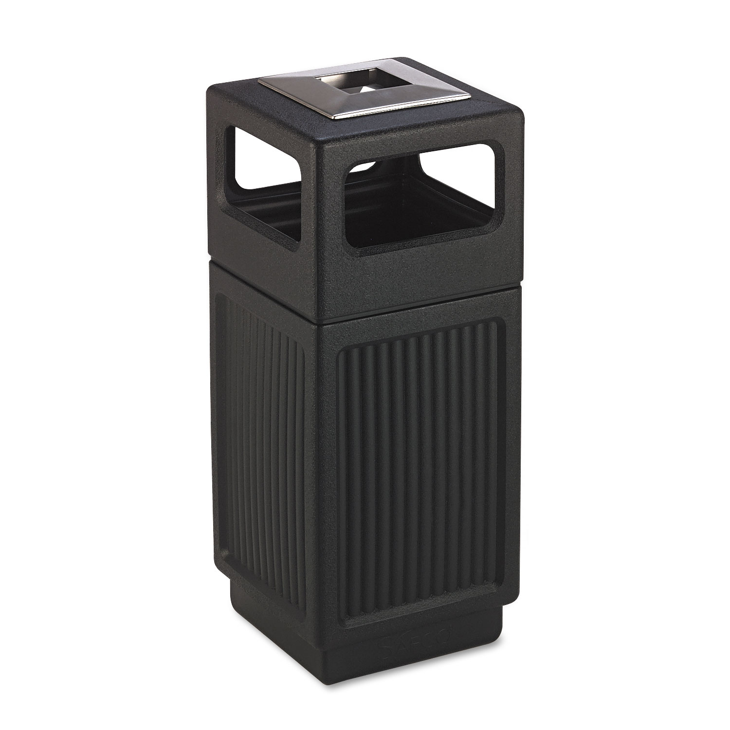 Safco Products 15 gal Canmeleon Ash & Trash Receptacle, Textured Black