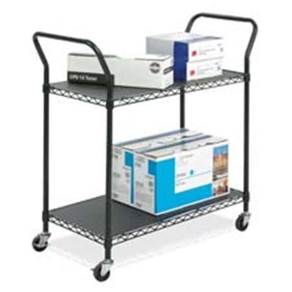 Safco Products Company 2-Shelf Utility Cart- 3in. Casters- 43-.75in.x19-.25in.x40-.50in.- BK