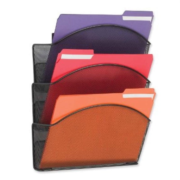 Safco Products 5652BL Onyx Mesh Triple Pocket Wall Rack, Letter Size, Black