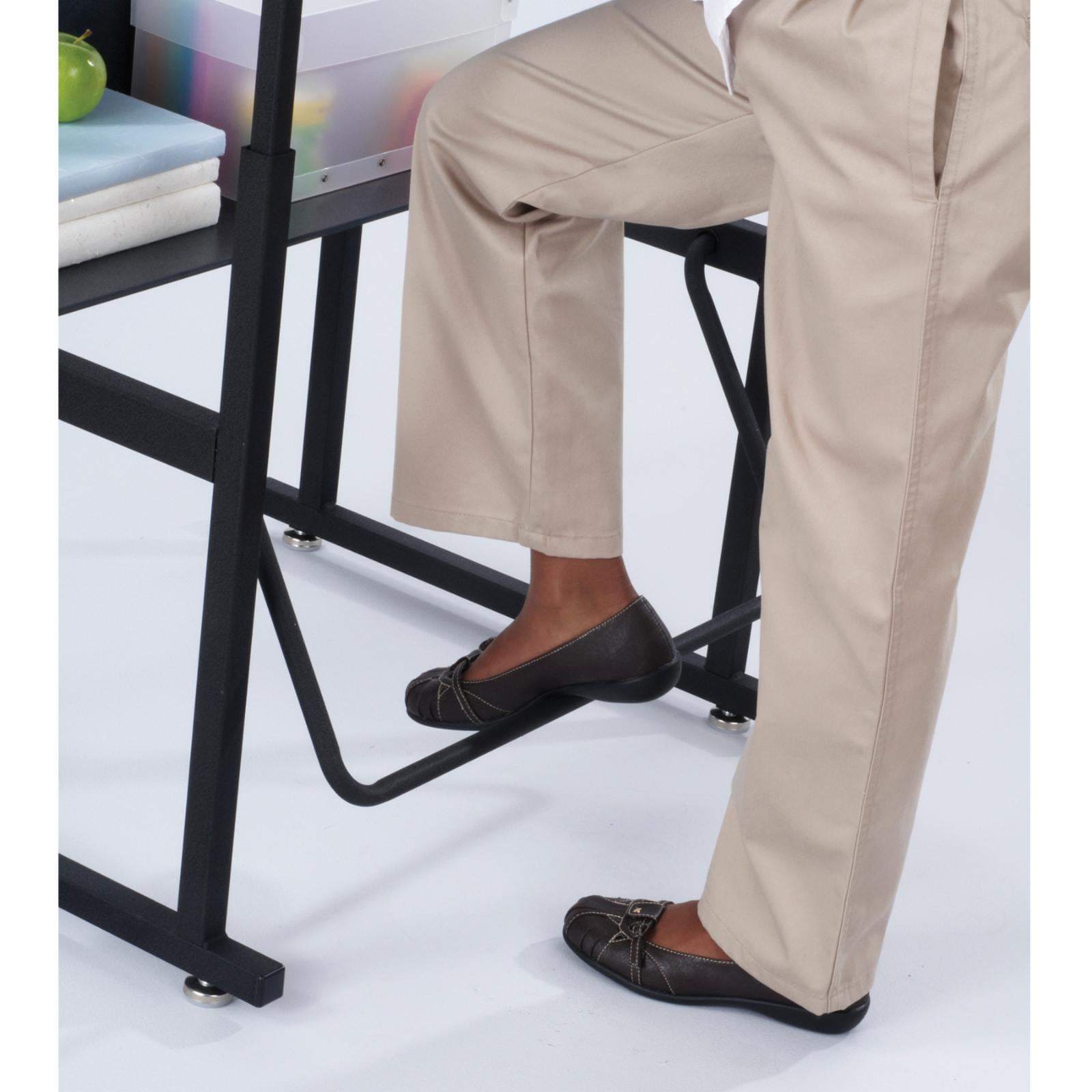 Adjustable Black Steel Standing Desk with Dry Erase Surface and Footrest Bar