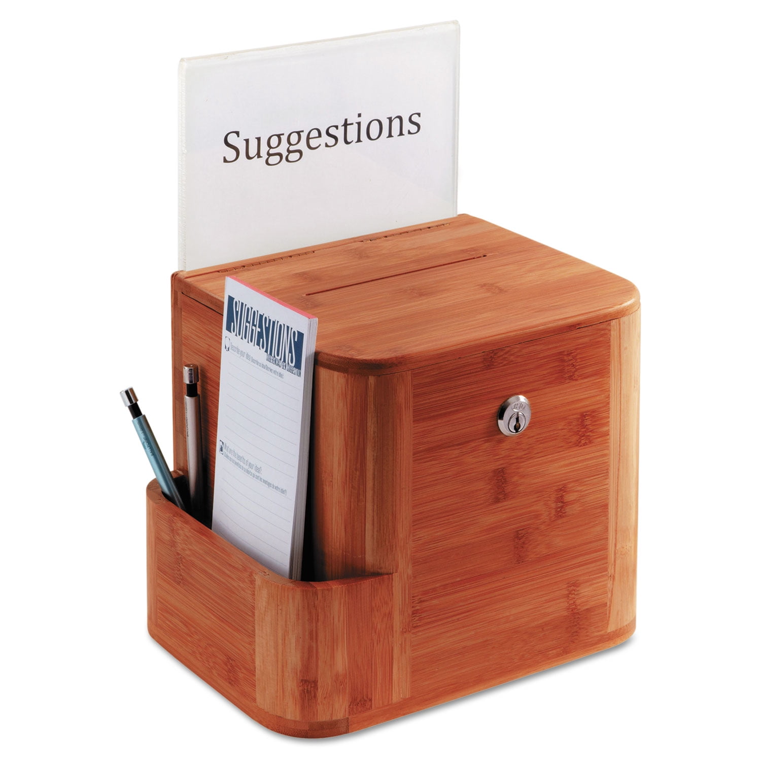 Safco Products Bamboo Suggestion Box, 10 X 8 X 14, Cherry