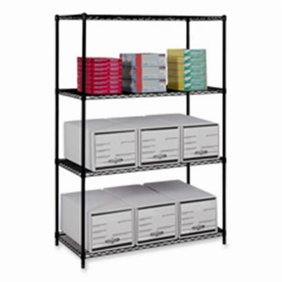 Safco Products Company SAF5291BL Starter Shelving Unit- 4 Shelves-4 Posts- 48in.x18in.x72in.- Black
