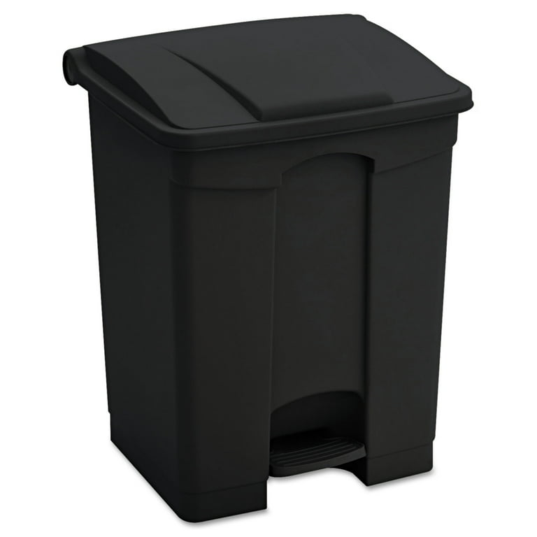 Large Capacity Plastic Step-On Receptacle, 23 gal, Plastic, Black Large Capacity Plastic Step-On Receptacle, 23 gal, Plastic, Black
