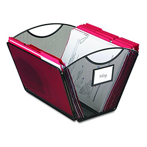 Safco Products Onyx Mesh Letter-Size Desktop Tub File 2162BL, Black Powder Coat Finish, Durable Steel Mesh Construction, Collapsible For Compact Storage, Integrated Handles