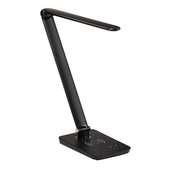 Safco Products Pivoting Vamp LED Lamp- Wireless Charging Pad & USB Port - Black