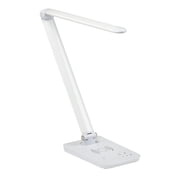 Safco Products Pivoting Vamp LED Lamp- Wireless Charging Pad & USB Port - White