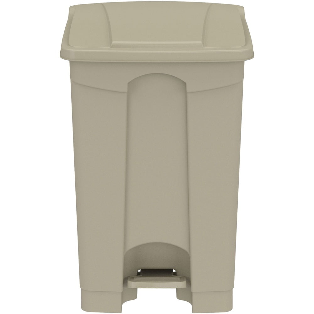 Tan Plastic Step-On Pedal Trash Can for Office Use, 12 Gallon