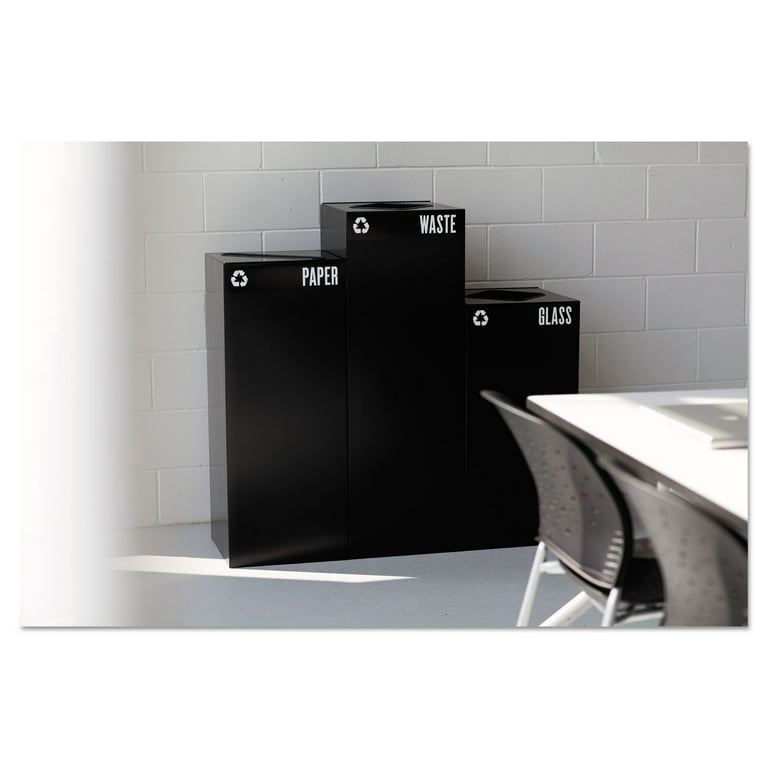 Public Square Recycling Receptacles, Paper Recycling, 42 gal, Steel, Black Public Square Recycling Receptacles, Paper Recycling, 42 gal, Steel, Black