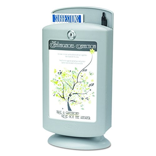 Gray Wall-Mountable Plastic Suggestion Box with Clear Cover