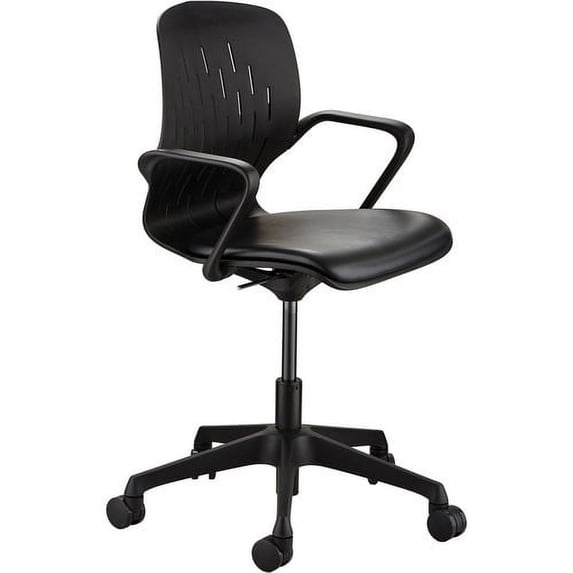 Safco Shell Desk Chair Black Vinyl Plastic Seat - Black Plastic Back - Steel Frame - 5-Star Base