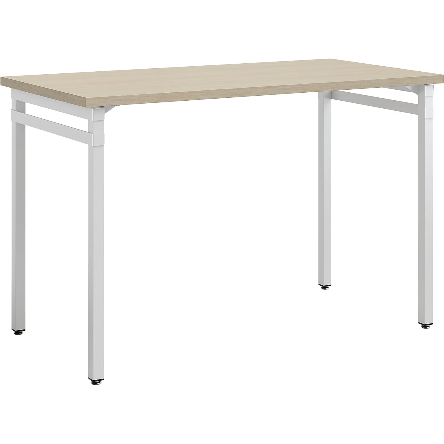 Modern White and Beige Wood Office Desk with Steel Frame