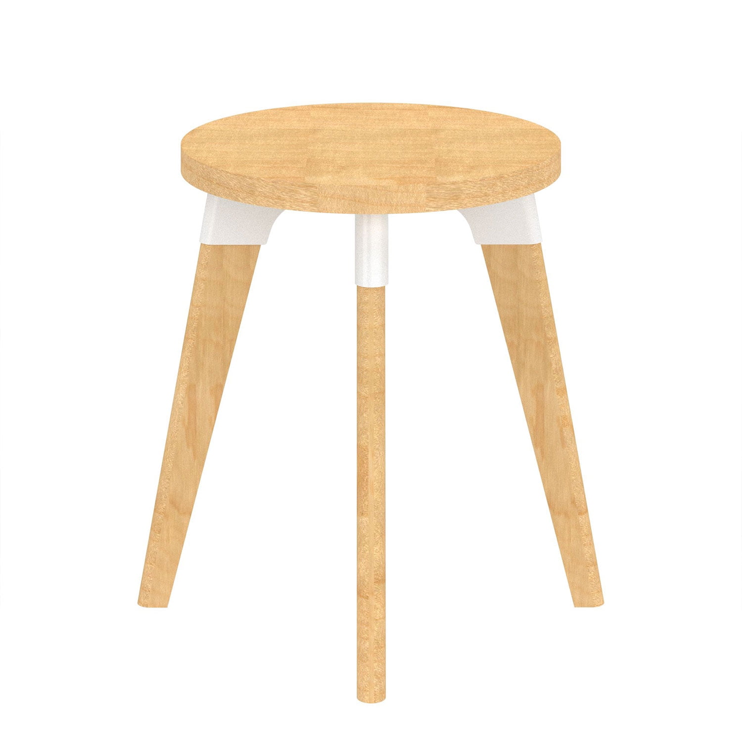 22" Round Maple and White Metal Accent Table