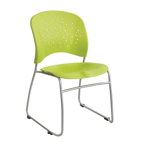 Safco Reve Modern Plastic Guest Chair with Sled Base in Green (Set of 2)