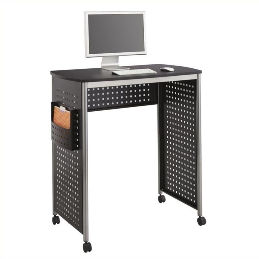 Adjustable Height Black and Silver Steel Standing Desk