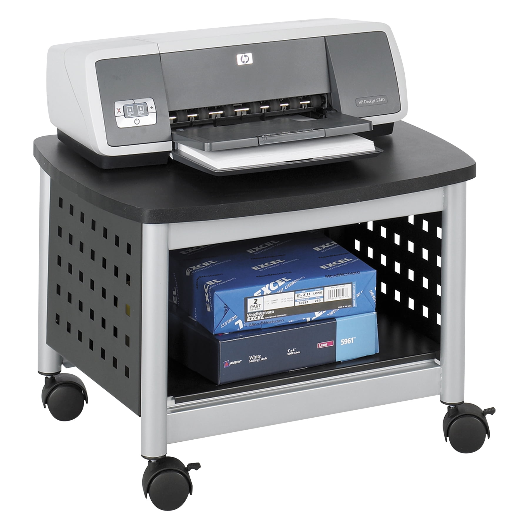 Scoot Black and Silver Steel Mobile Printer Stand