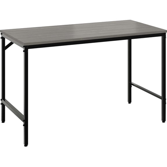 Safco Simple Study Desk - Neowalnut Rectangle, Laminated Top - Black Powder Coat Four Leg Base - 4 Legs - 45.50" Table Top Width x 23.50" Table Top Depth x 0.75" Table Top Thickness - 29.50"...