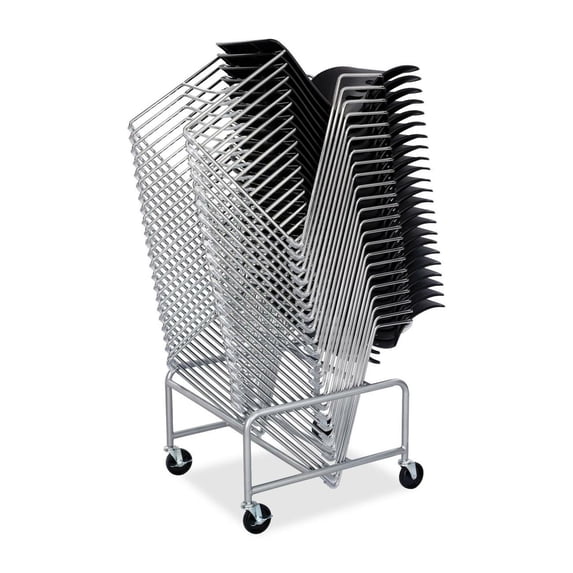 Safco Sled Base Stack Chair Cart in Silver