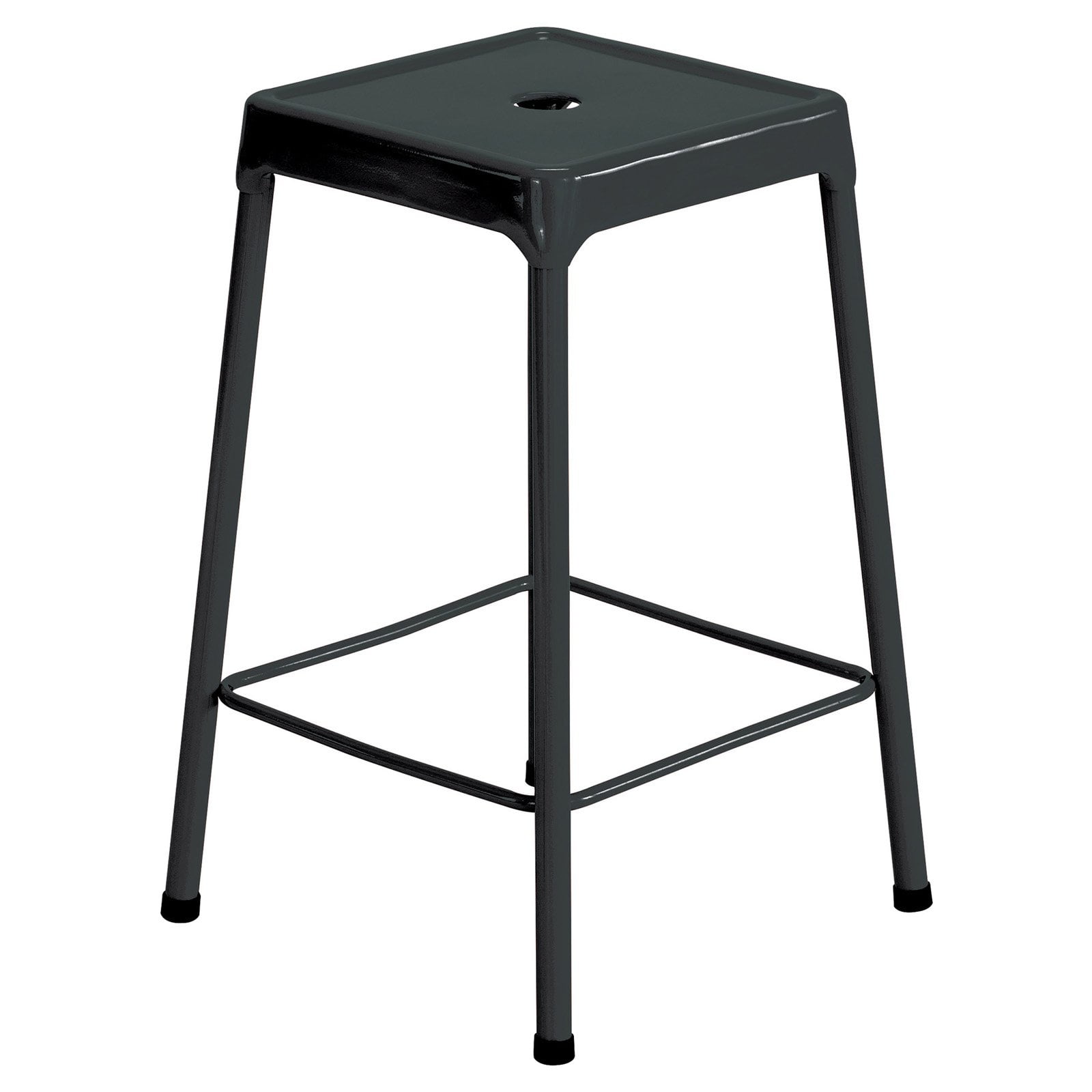Black Metal Backless 18" Stool with Foot Ring
