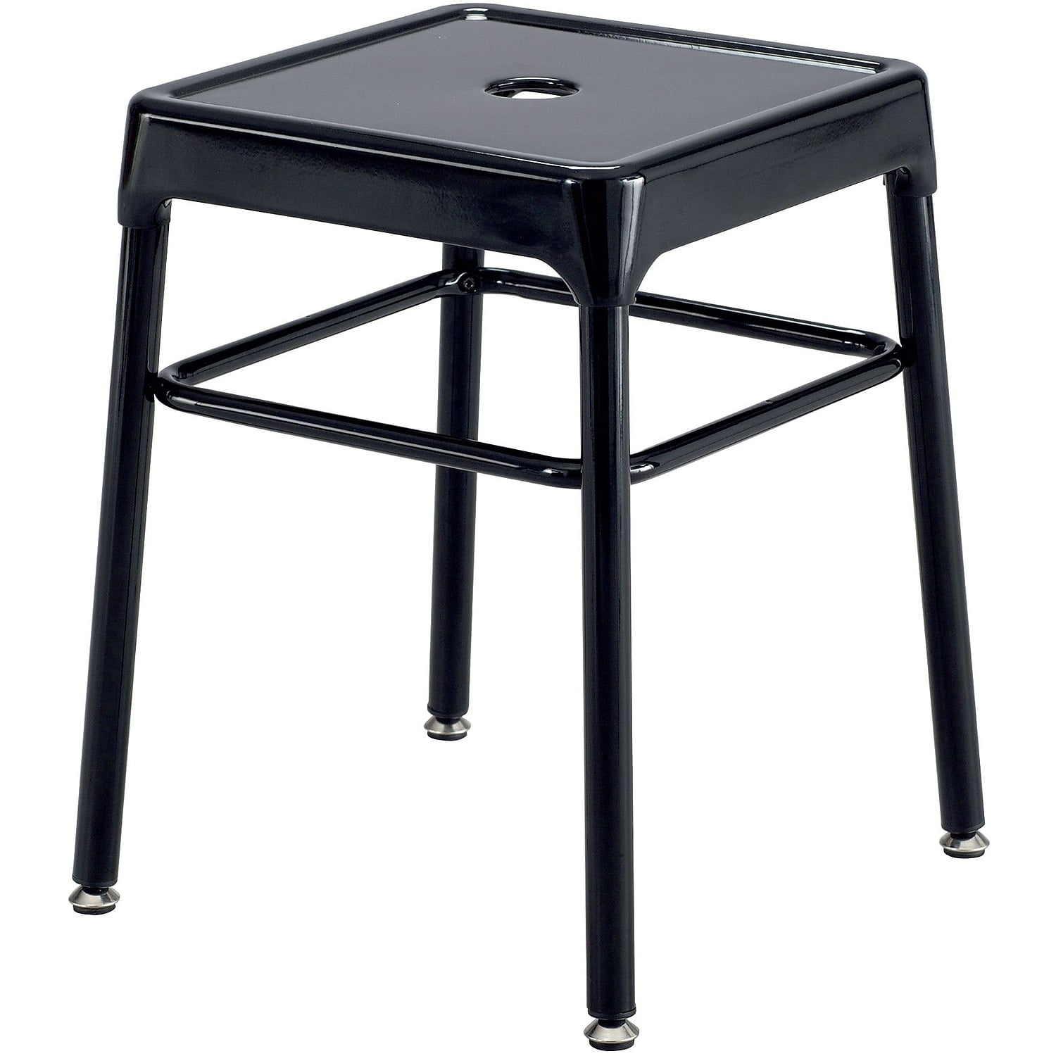 Black Metal Backless 18" Stool with Foot Ring