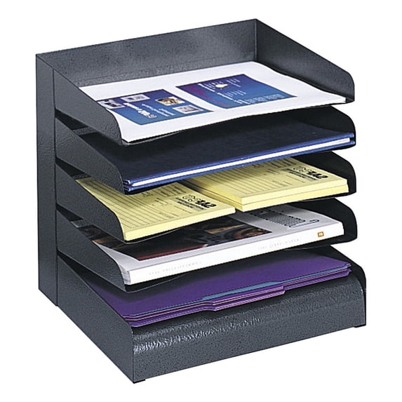 Safco Steel Desk Tray Sorter 5-Tier Ltr 12"x9-1/2"x11-1/4" BK 3127BL