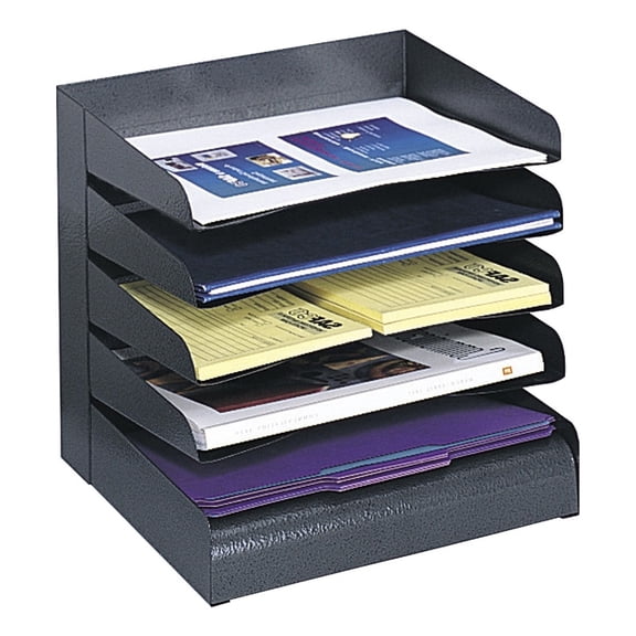 Safco Steel Desk Tray Sorter 5-Tier Ltr 12"x9-1/2"x11-1/4" BK 3127BL