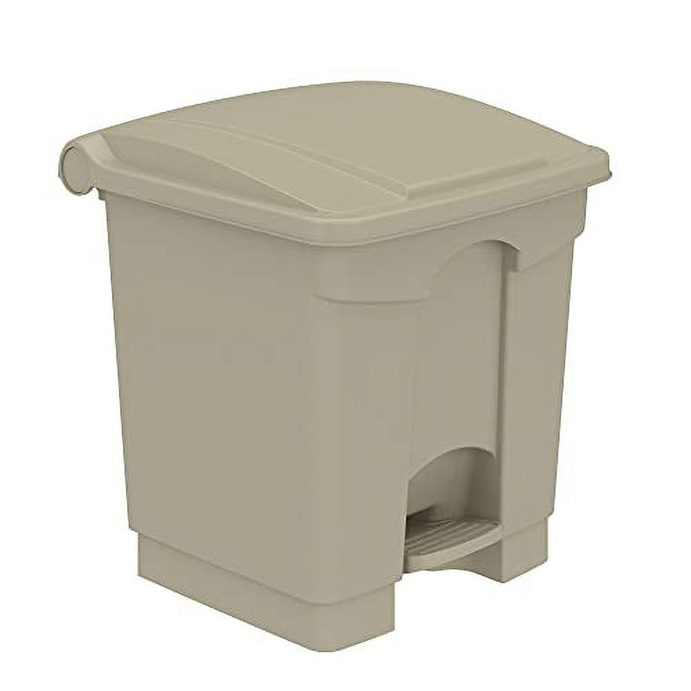 Plastic Step-On Receptacle, 20 gal, Metal, Tan, Ships in 1-3 Business Days Plastic Step-On Receptacle, 20 gal, Metal, Tan, Ships in 1-3 Business Days