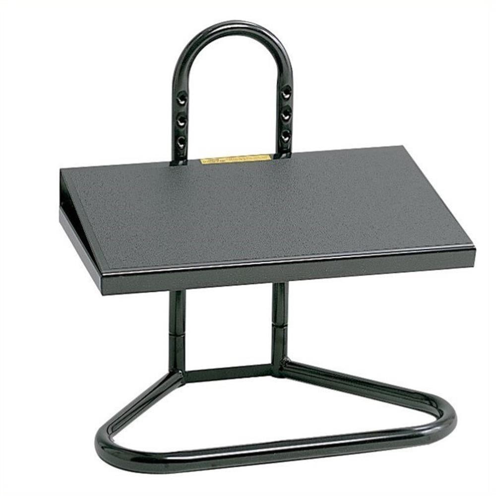 Black Adjustable Heavy Gauge Steel Footrest with Anti-Slip Surface