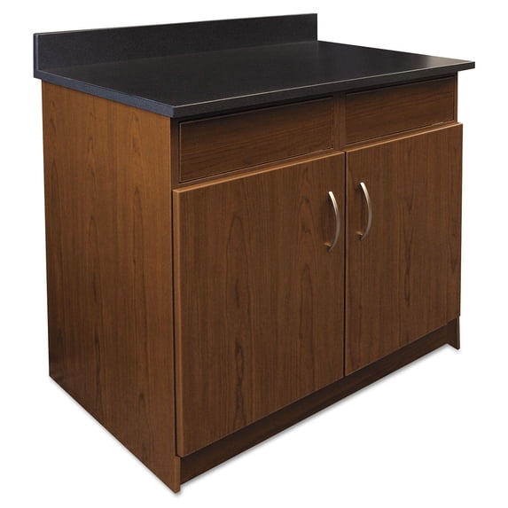 Safco Two Doors/One Drawer/One Adjustable Shelf Base Cabinet Mahogany/Slate 1701MH
