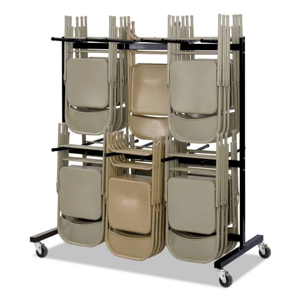 Black Powder-Coated Steel Folding Chair Trolley - 84 Chair Capacity