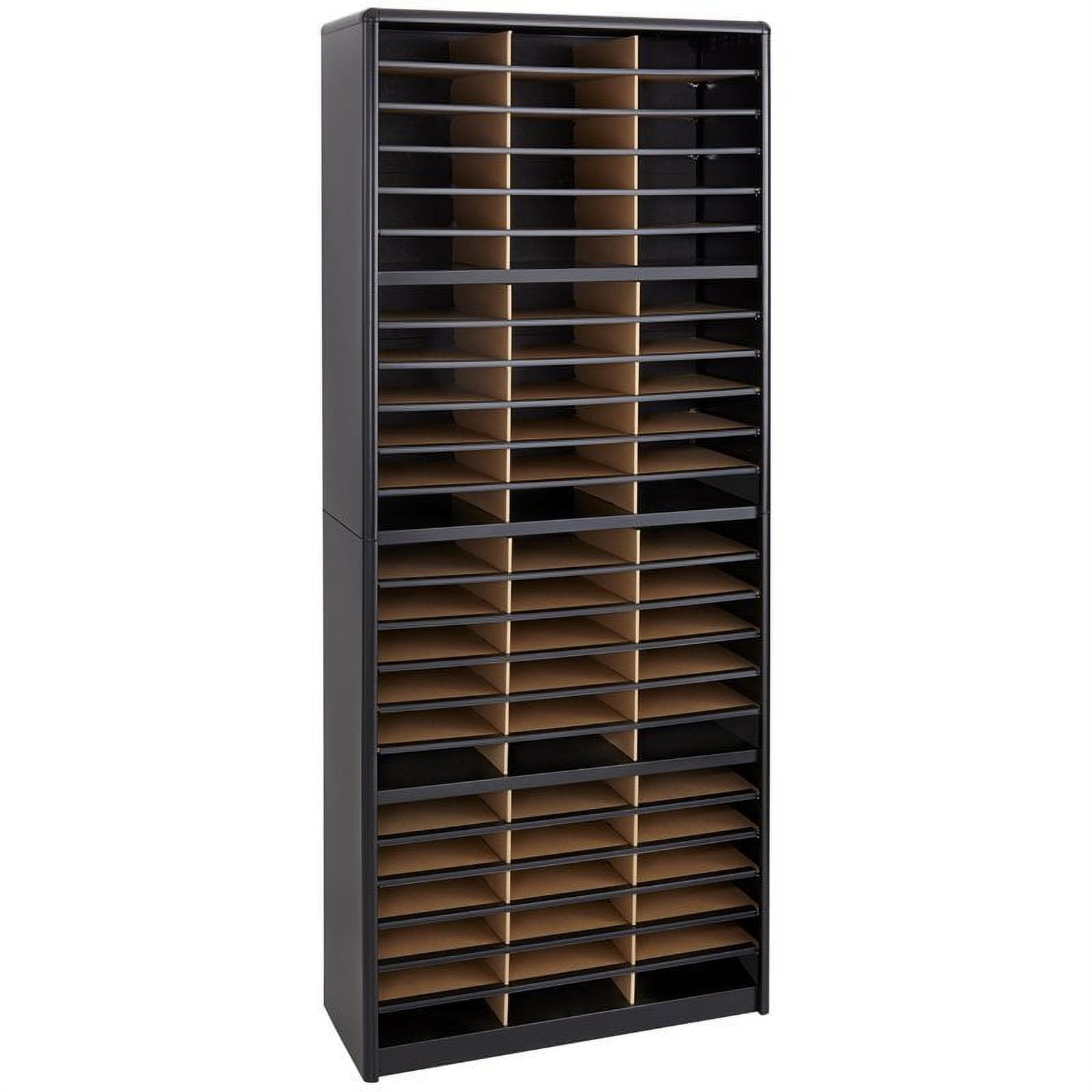 Sleek Black Steel and Fiberboard 72-Compartment Organizer