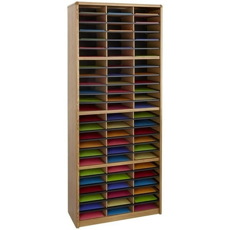 Safco Value Sorter 72 Compartment Metal Flat Files Organizer in Medium Oak
