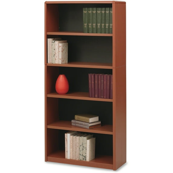 Safco Value Mate Series Metal Bookcase, Five-Shelf, 31-3/4w x 13-1/2d - 31.75" Width x 13.5" Depth x 67" Height - 5 Shelves - Metal - Cherry
