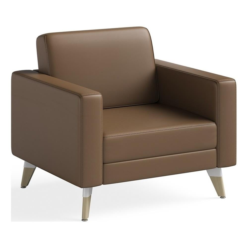 Cognac Vinyl Office Lounge Chair with Versatile Design