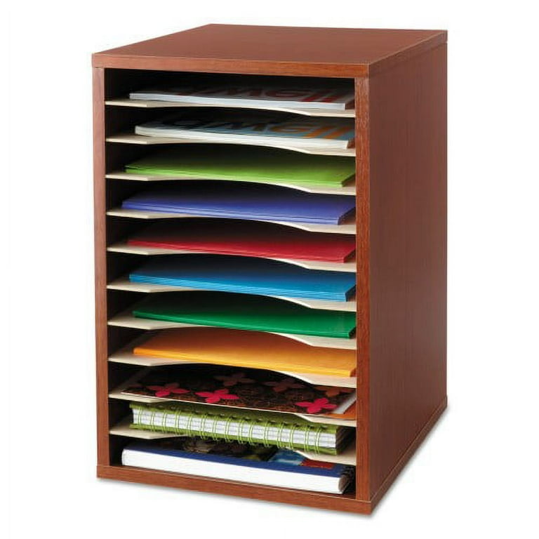 Wood Desktop Literature Sorter, 11 Compartments, 10.63 x 11.88 x 16, Cherry Wood Desktop Literature Sorter, 11 Compartments, 10.63 x 11.88 x 16, Cherry