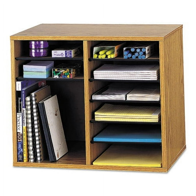 Wood/Fiberboard Literature Sorter, 12 Compartments, 19.63 x 11.88 x 16.13, Oak Wood/Fiberboard Literature Sorter, 12 Compartments, 19.63 x 11.88 x 16.13, Oak