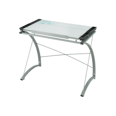 Safco Xpressions Glass Top Drafting - Table - rectangular - metallic gray base