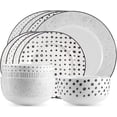 thumbnail image 1 of Safdie & Co. 12-Piece Black & White Sketch Dinnerware Set, Porcelain, Includes Plates, Bowls, and Serving Dishes, Dishwasher Safe, 1 of 14