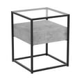 thumbnail image 1 of Safdie & Co. 17"L 1-Drawer Glass Top Black Metal Accent Table in Dark Cement, 1 of 4