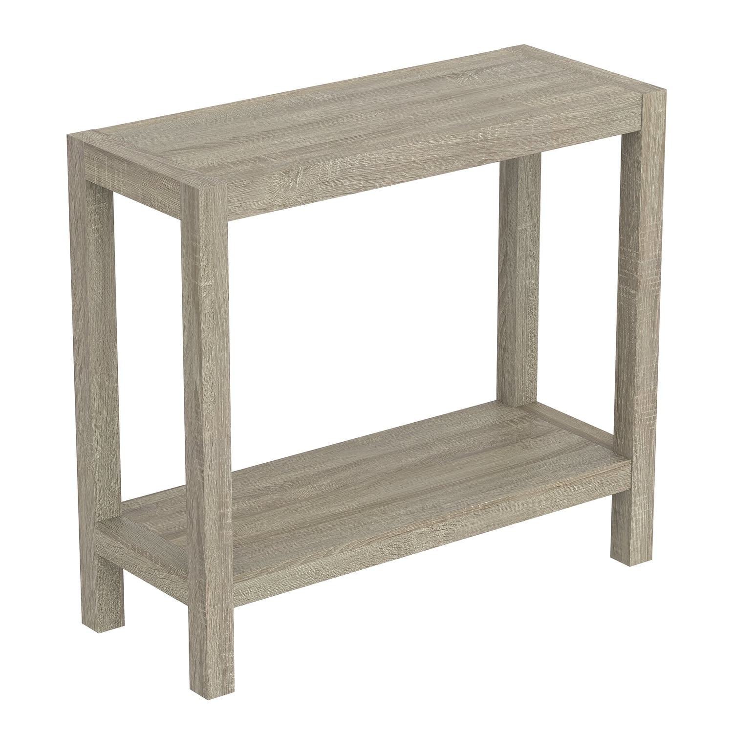Dark Taupe Engineered Wood Console Table with Metal Frame and Storage Shelf