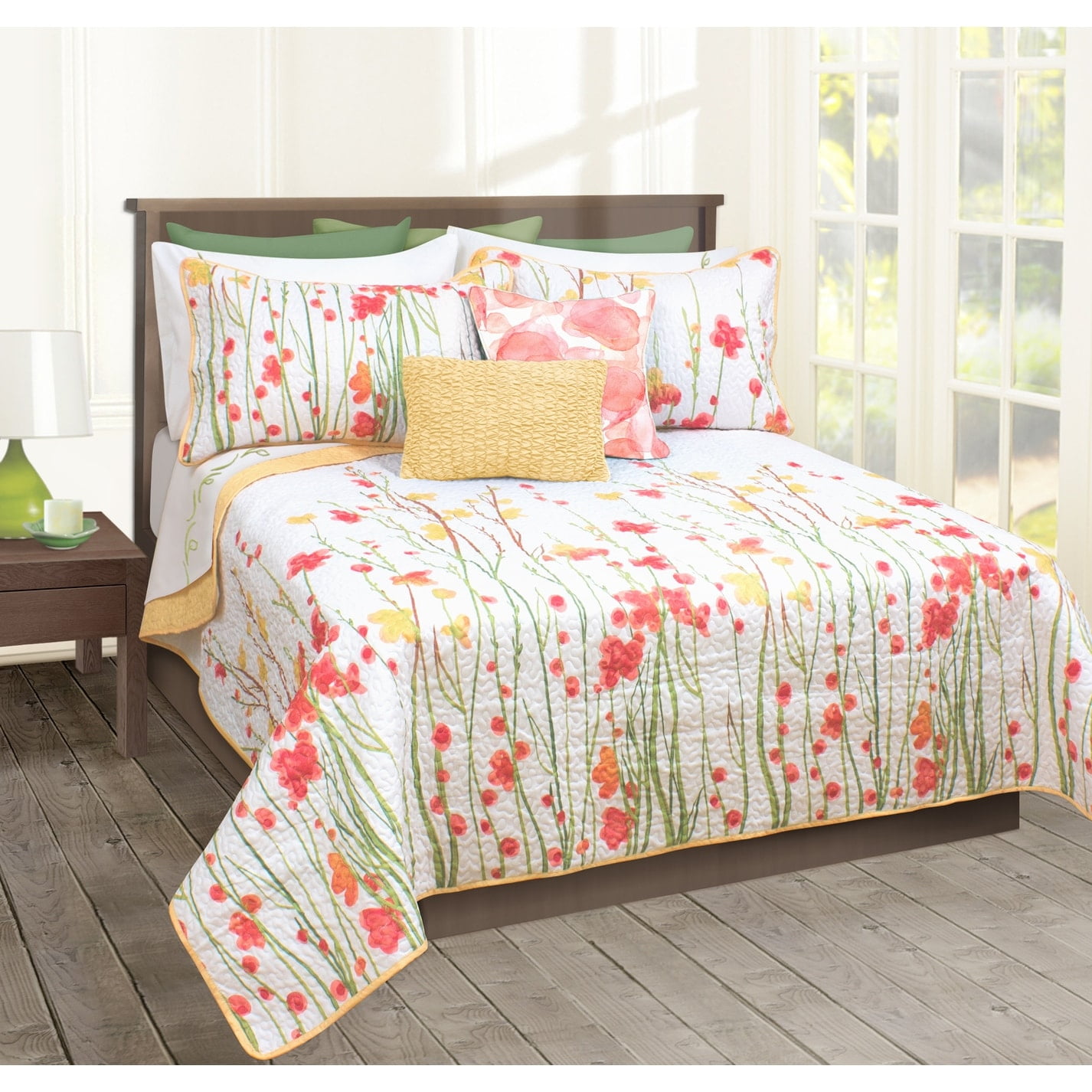 Reversible Microfiber Full Quilt Set in Soft Pink, 3-Piece