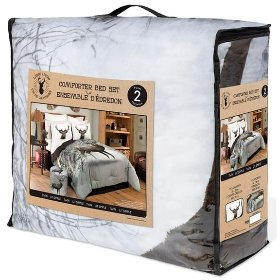 Comforter 3PC Set Double/Queen Deer In Snowy Forest