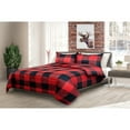 thumbnail image 1 of Safdie & Co. 3-piece Polyester Buffalo Plaid King Comforter Set in Red Finish, 1 of 2