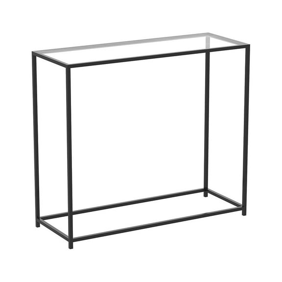 Safdie & Co. 31"L Glass Console Table with Black Metal Legs