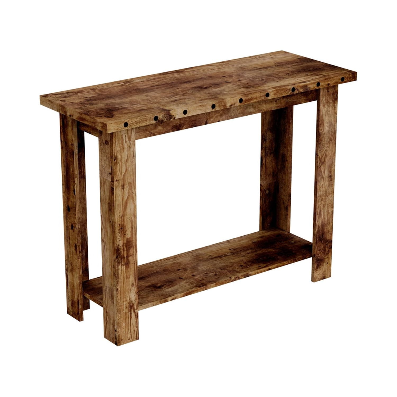 Modern 39" Brown Reclaimed Wood Console Table with Shelf