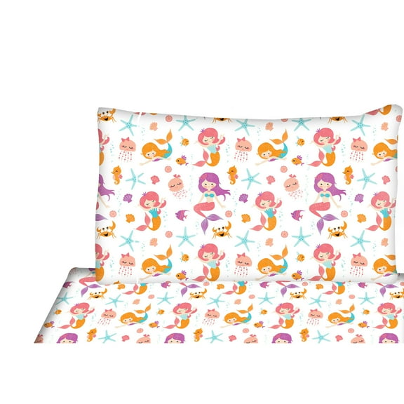 Safdie & Co. 4-Piece Juvenile Mermaids Premium Double Sheet Set in Multi-Color